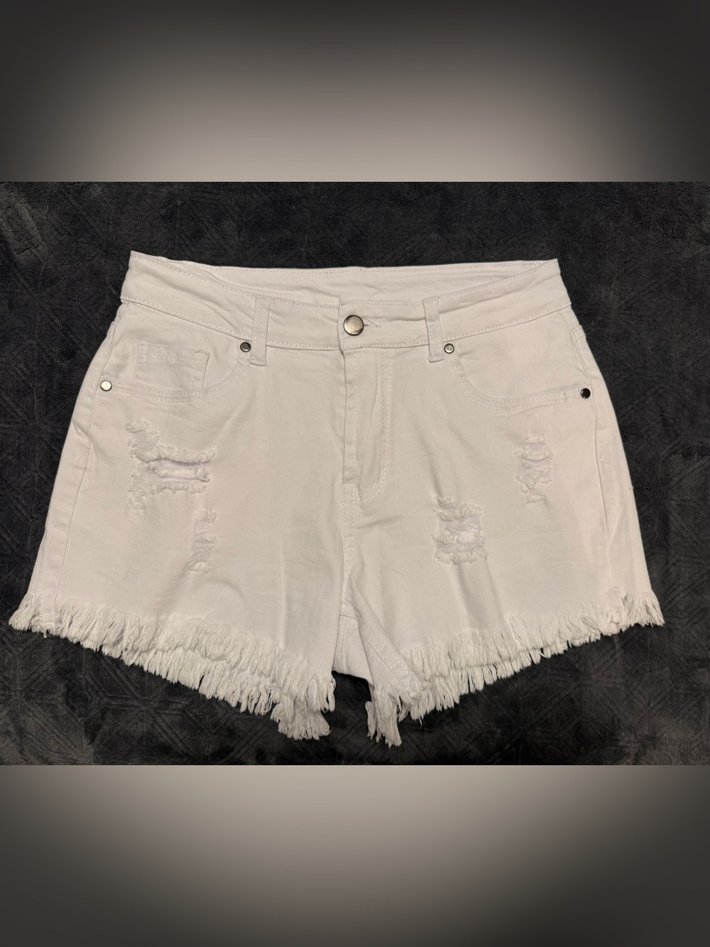 Women Denim Shorts Ripped Mid Waisted Jean Shorts with Pockets